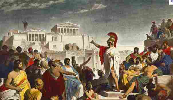 Pericles addressing the Athenians from the Pnyx.